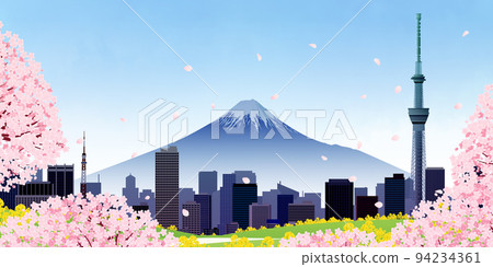 櫻花觀賞大城市背景素材 櫻花觀賞大城市背景素材 94234361
