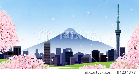 櫻花觀賞大城市背景素材 94234378