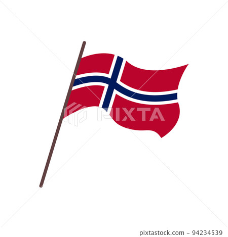 Waving flag of Norway country. Isolated norwegian flag with cross on white background. Vector flat illustration Waving flag of Norway country. Isolated norwegian flag with cross on white background. Vector flat illustration 94234539