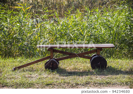 decorative wooden cart with handmade wooden wheels decorative wooden cart with handmade wooden wheels 94234680