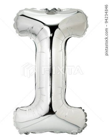 Letter I in silver mylar balloon isolated on white Letter I in silver mylar balloon isolated on white 94234846