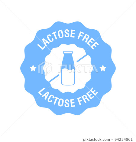 Lactose free logo icon. Vector contains no lactose label for healthy dairy food product package. Vector Lactose free logo icon. Vector contains no lactose label for healthy dairy food product package. Vector 94234861