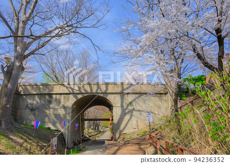 [上田城跡公園] 二之丸護城河遺址和二之丸橋 [Keyaki Namiki Promenade] 94236352