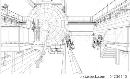Sketch of industrial equipment. Vector Sketch of industrial equipment. Vector 94236540