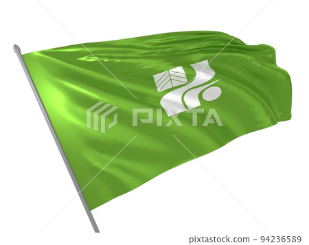 Proud flag of Tochigi Prefecture of Japan fluttering in the wind. 3d illustration Proud flag of Tochigi Prefecture of Japan fluttering in the wind. 3d illustration 94236589