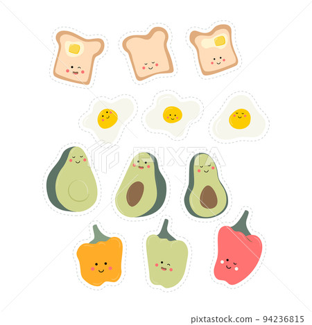 Set of smiling healthy breakfast vector food. Set of smiling healthy breakfast vector food. 94236815
