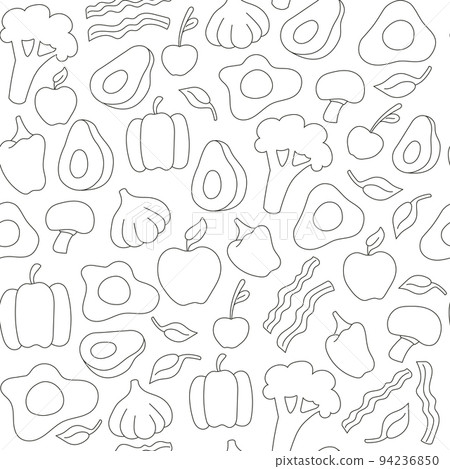 Set of healthy breakfast vector food. Seamless pattern Set of healthy breakfast vector food. Seamless pattern 94236850