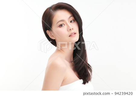 Beautiful young asian woman with clean fresh skin on white background, Face care, Facial treatment, Cosmetology, beauty and spa, Asian women portrait. Beautiful young asian woman with clean fresh skin on white background, Face care, Facial treatment, Cosmetology, beauty and spa, Asian women portrait. 94239420