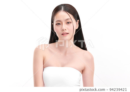 Beautiful young asian woman with clean fresh skin on white background, Face care, Facial treatment, Cosmetology, beauty and spa, Asian women portrait. Beautiful young asian woman with clean fresh skin on white background, Face care, Facial treatment, Cosmetology, beauty and spa, Asian women portrait. 94239421