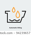 Automatic oiling linear vector icon. Isolated outline picture of tank with oil drops on white 94239657
