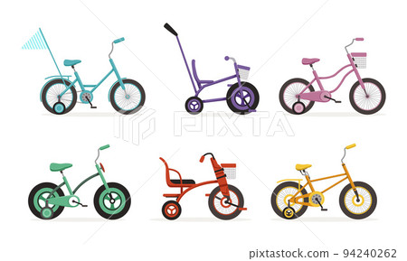 Bike and Bicycle for Little Kids with Different Frame Type Vector Set 94240262