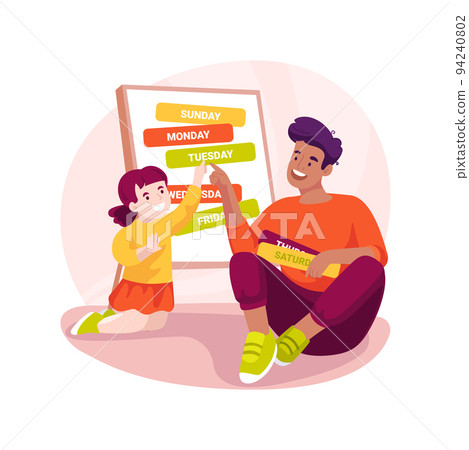 Learn days of the week isolated cartoon vector illustration. 94240802
