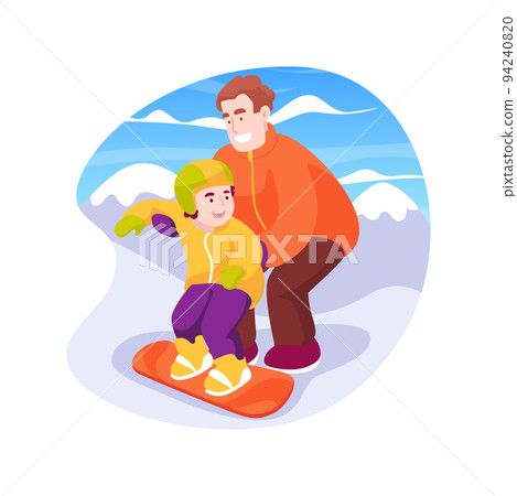 Kids snowboard lessons isolated cartoon vector illustration. 94240820