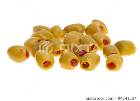 stuffed olives with pepper isolated 94241184