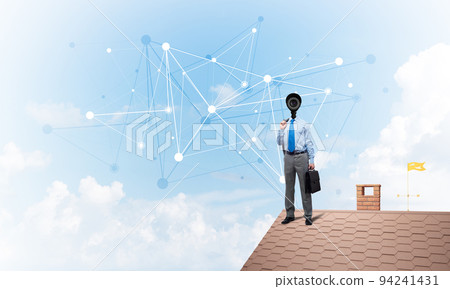 Concept of security and privacy protection with camera headed man 94241431