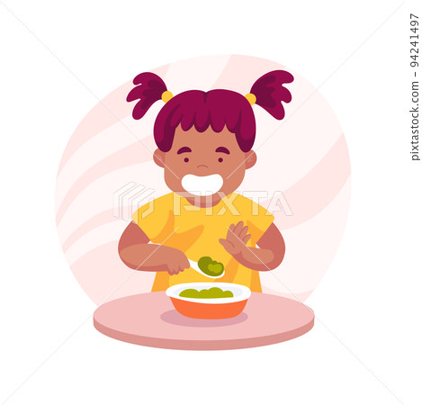 Learning to hold a spoon isolated cartoon vector illustration. Learning to hold a spoon isolated cartoon vector illustration. 94241497