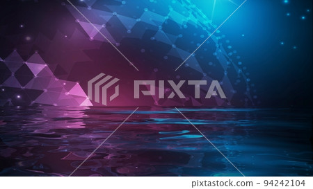Music abstract sphere background with reflection in water. Music background concept art. 94242104