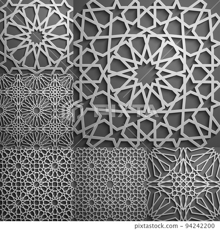 Islamic pattern . Seamless arabic geometric pattern, east ornament, indian ornament, persian motif, 3D. Endless texture can be used for wallpaper, pattern fills, web page background . Islamic pattern . Seamless arabic geometric pattern, east ornament, indian ornament, persian motif, 3D. Endless texture can be used for wallpaper, pattern fills, web page background . 94242200
