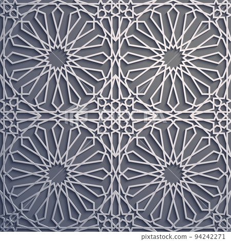 Purple background . Islamic ornament vector , persian motiff . 3d ramadan islamic round pattern elements . Geometric circular ornamental arabic symbol vector . 94242271