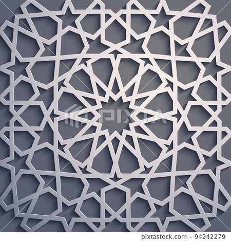 Purple background . Islamic ornament vector , persian motiff . 3d ramadan islamic round pattern elements . Geometric circular ornamental arabic symbol vector . 94242279