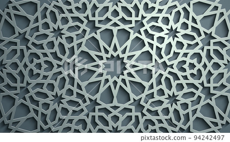 Islamic ornament vector , persian motiff . 3d ramadan islamic round pattern elements . Geometric circular ornamental arabic symbol vector . Blue background. 94242497