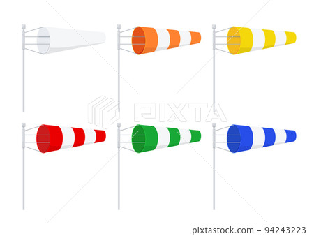 Windsock wind speed indicators icon set vector illustration. Windsock wind speed indicators icon set vector illustration. 94243223