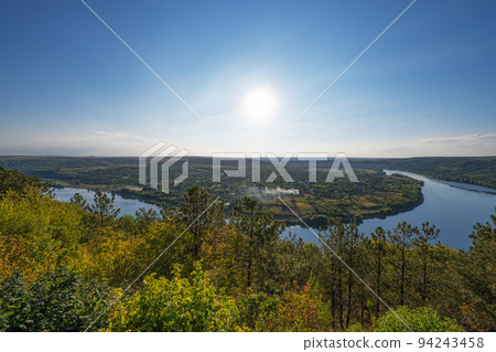 landscape of the Dniester river on the Moldovan-Ukrainian border landscape of the Dniester river on the Moldovan-Ukrainian border 94243458