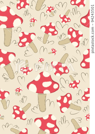 Colored seamless pattern background with mushrooms Vector 94243501