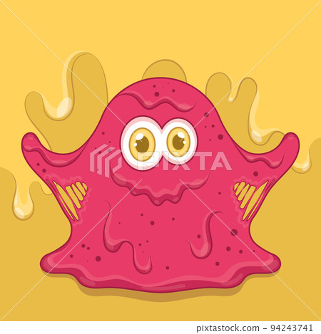 Isolated cute red slime monster with a smile Vector Isolated cute red slime monster with a smile Vector 94243741