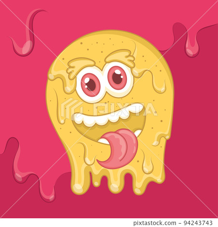 Isolated cute yellow monster with slime body and tongue out Vector Isolated cute yellow monster with slime body and tongue out Vector 94243743