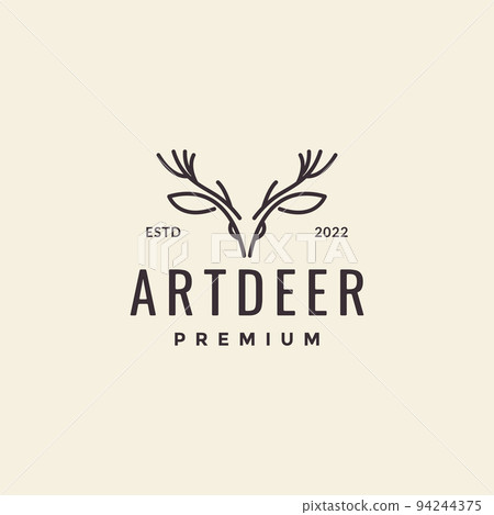 head art long horn deer hipster logo head art long horn deer hipster logo 94244375