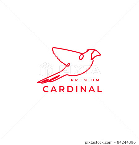 continuous line cardinal bird logo design 94244390