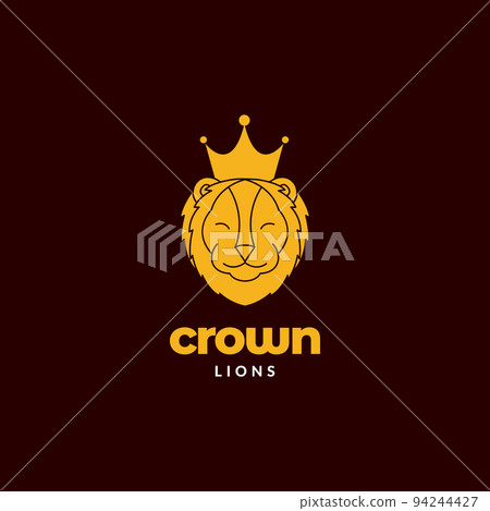 cute face lion mane with crown logo design cute face lion mane with crown logo design 94244427