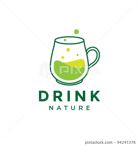 glass cup with drink green nature logo 94245376