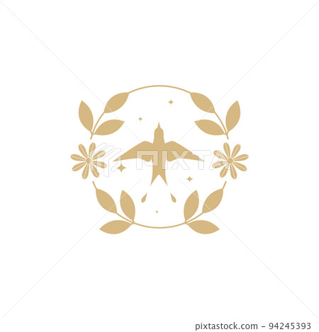 aesthetic swallow with leaves logo design 94245393