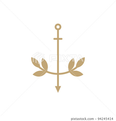 aesthetic anchor with leaf logo design aesthetic anchor with leaf logo design 94245414