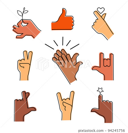 A set of hand with different gestures A set of hand with different gestures 94245756