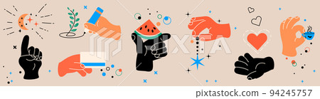 Colored hands in various gestures Colored hands in various gestures 94245757