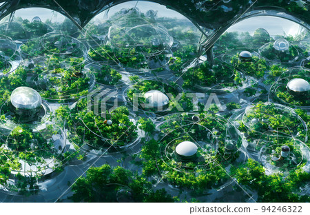 Future human colony. Eco dome city. High quality 3d illustration. 94246322