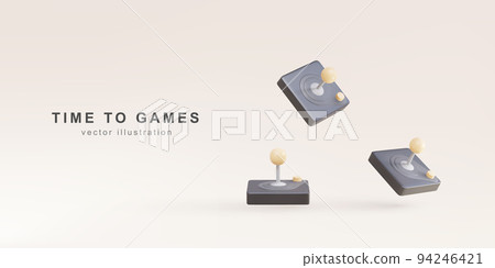 TIME TO GAMES - 3d Realistic old gamepads. Vector illustration. TIME TO GAMES - 3d Realistic old gamepads. Vector illustration. 94246421