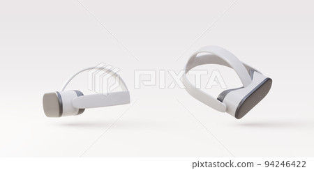 3d two white VR glasses  virtual reality. Virtual reality helmet futuristic glass goggles. Vector illustration. 94246422