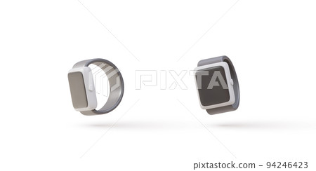 3D two smart watches in white color on a white background. Vector illustration. 3D two smart watches in white color on a white background. Vector illustration. 94246423