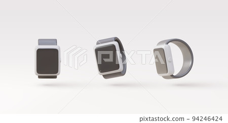 3D set smart watches in white color. Vector illustration. 94246424