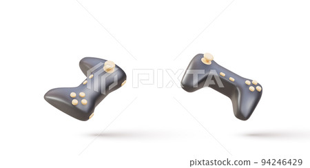 3d two Realistic gamepads isolated on grey background. Vector illustration. 3d two Realistic gamepads isolated on grey background. Vector illustration. 94246429