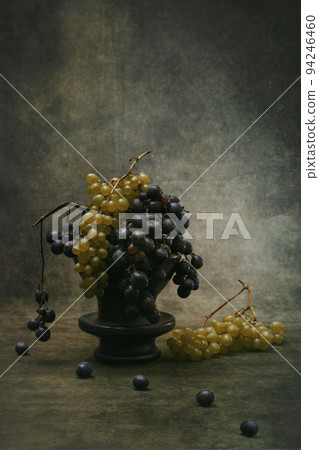 Still life with ripe grapes of different varieties Still life with ripe grapes of different varieties 94246460