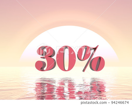 30 percent Off pink sunset over the ocean - 3D render 30 percent Off pink sunset over the ocean - 3D render 94246674