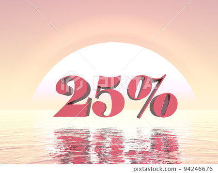 25 percent Off pink sunset over the ocean - 3D render 25 percent Off pink sunset over the ocean - 3D render 94246676