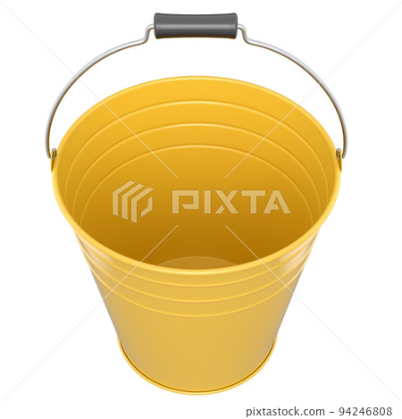 Empty metal garden bucket for hydration of plants isolated on a white background 94246808