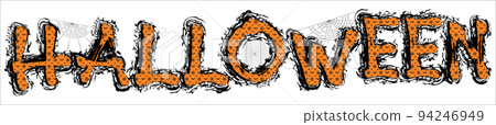Orange Happy Halloween vector hand drawn lettering. Orange Happy Halloween vector hand drawn lettering. 94246949