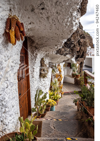 Interiors of the caves in Museo Etnografico Casas Cuevas at Artenara, Gran Canaria, Spain Interiors of the caves in Museo Etnografico Casas Cuevas at Artenara, Gran Canaria, Spain 94247460